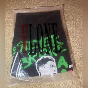 Green and black Vlone Never Broke Again Shirt Size medium